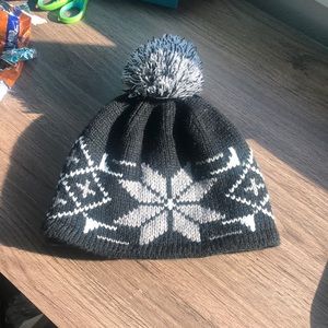 Grey and black winter hat